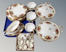 A set of twenty-nine pieces of Royal Albert Old Country Roses tea and dinner china including dinner