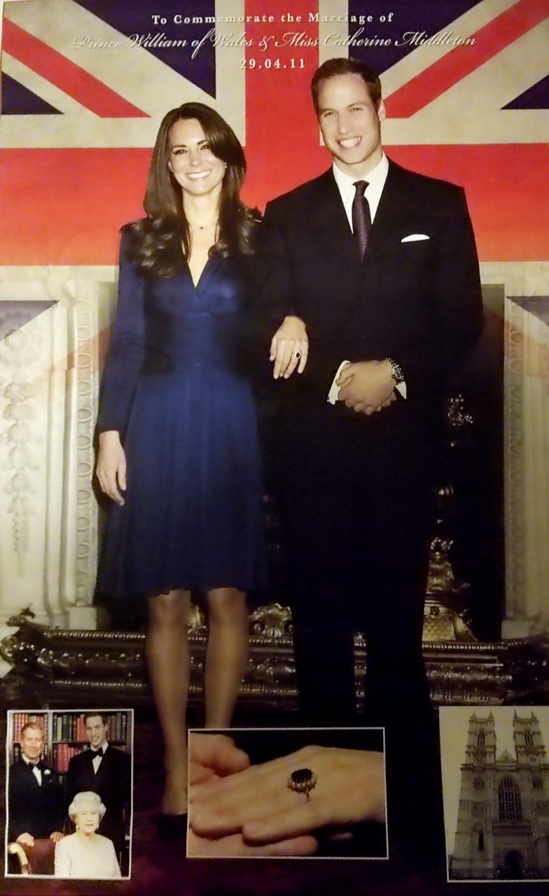 A 2011 Royal Wedding poster of future King William and Queen Kate 29.4.11.