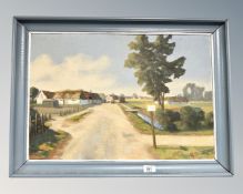 A. Tankmar : Rural Track with Buildings Beyond, oil on canvas, 60cm by 41cm.