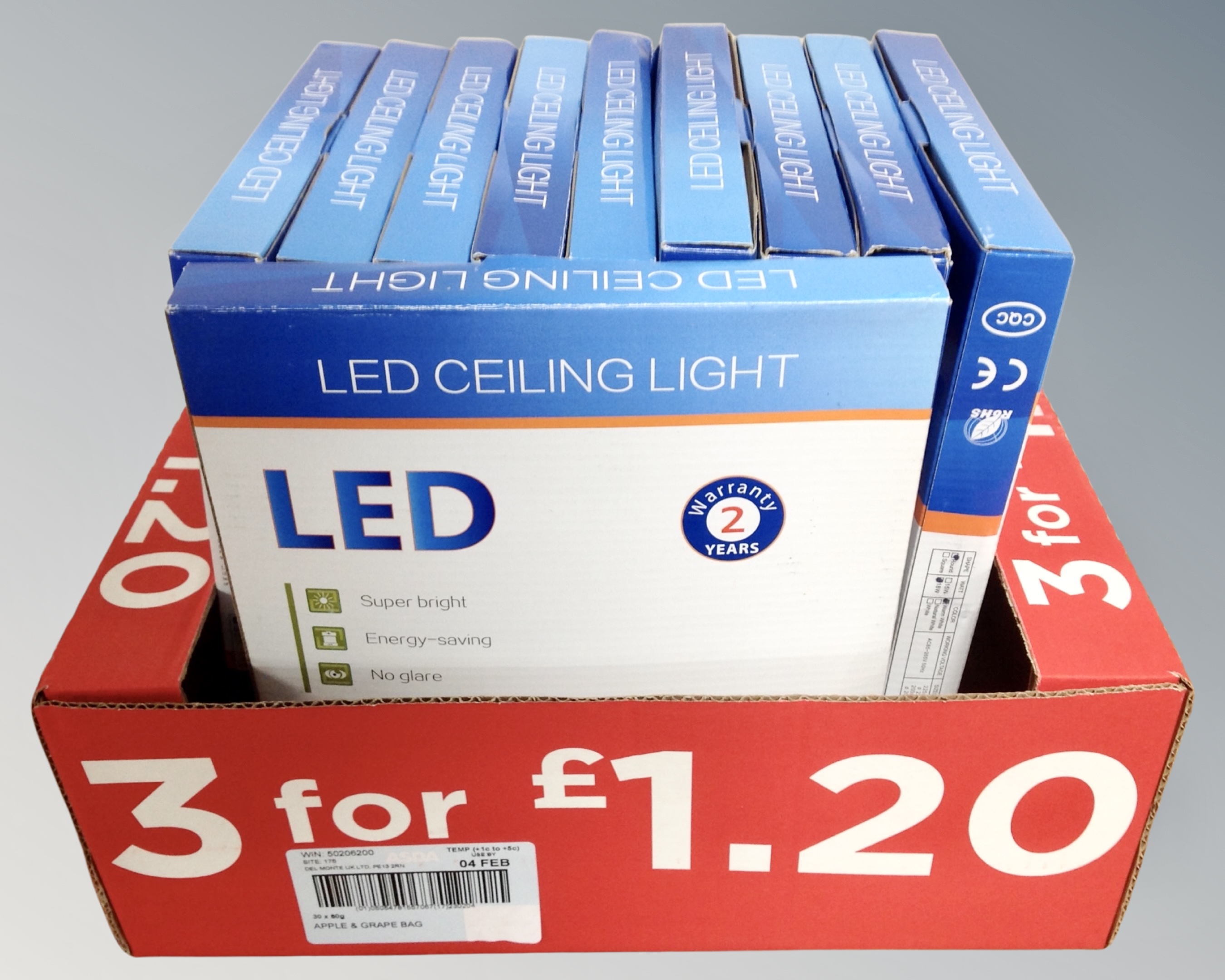 A box of ten LED ceiling lights,