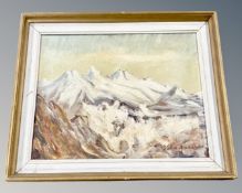 Oil on canvas - Mountainous landscape,