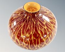A large double cased orange art studio glass vase