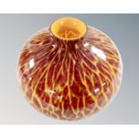 A large double cased orange art studio glass vase