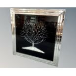 A contemporary glitter picture of a tree in mirrored frame