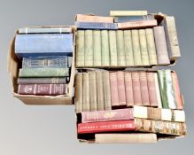 Three boxes containing antiquarian and later volumes including encyclopedias,