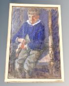 Continental pastel drawing - portrait of a boy, 61 cm x 41 cm.