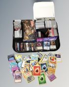 A tray of hundreds of trading cards, Magic the Gathering,