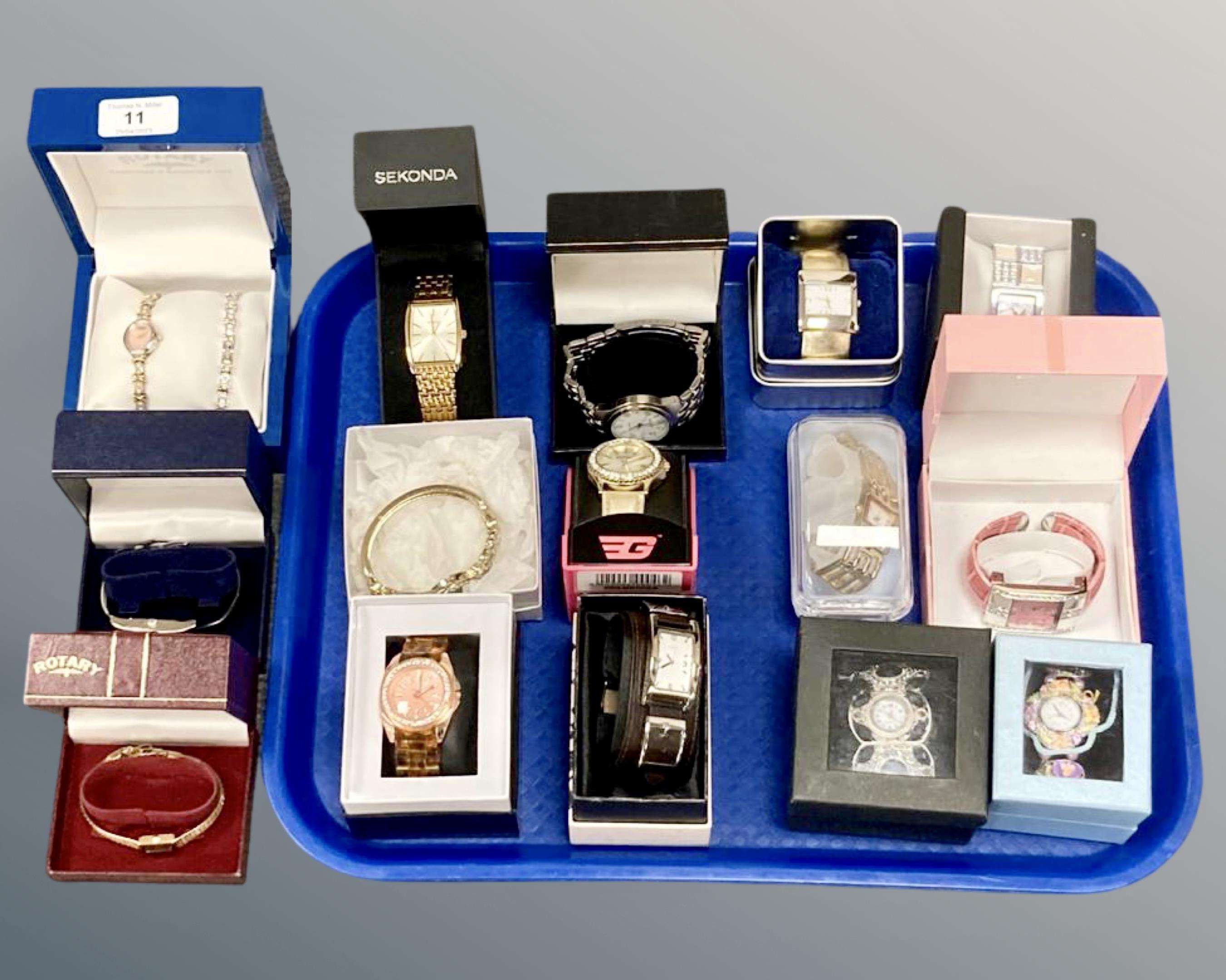 A collection of watches, Lady's and Gent's examples by Rotary, golddigga, Sekonda, Oasis etc.