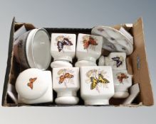 A box of Royal Winton butterfly pattern kitchen storage jars,