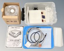 An Ultrason 101 Ultrasonic Therapy Unit, with attachments, cables, user instructions, etc,