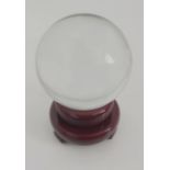 Large Clear crystal ball with stand. 80mm.