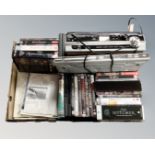 A box of Steepletone turn table stereo system, Philips DVD player, PC games,