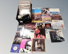 A crate of vinyl LP's and 7 inch singles - 80's and rock music, Paul Young, Aztec Camera,