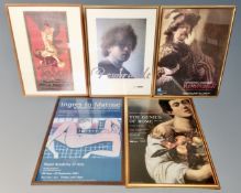 Five framed gallery posters, Royal Academy of Arts Ingres, Genius of Rome,