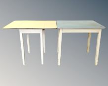 Two mid century melamine topped kitchen tables