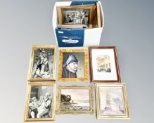 A quantity of Continental pictures, prints and oil paintings.