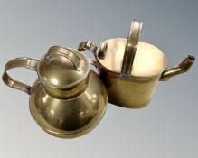 An antique brass jug and watering can (a/f)