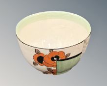A Clarice Cliff Art Deco Bizarre sugar bowl, diameter 8 cm.
