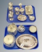Sixteen pieces of miscellaneous silver plate : Goblets, desk stand, dishes, vases,