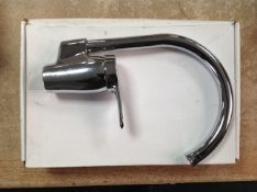 A Vertical Swan neck sink mixer tap, boxed.