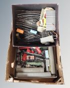 A box of rolling stock, track,