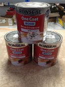 Three tins of Ronseal 1 coat wood primer and undercoat, 2.5l.