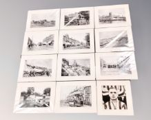 A crate of 12 Jan Radwanski signed monochrome photographs, scenes of Tynemouth,