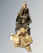 A pair of pottery figures of Samurai (Af)