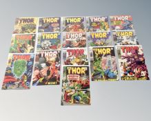 A tray of DC and Marvel comics, The Mighty Thor, World's Finest, Superman Pal, Jimmy Olsen,