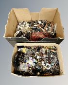 A quantity of jewellery and box of unsorted earrings