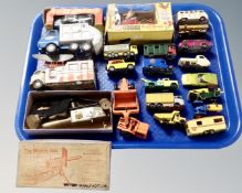 A tray of boxed and unboxed 20th century die cast vehicles including Corgi Basil Brush and his car,