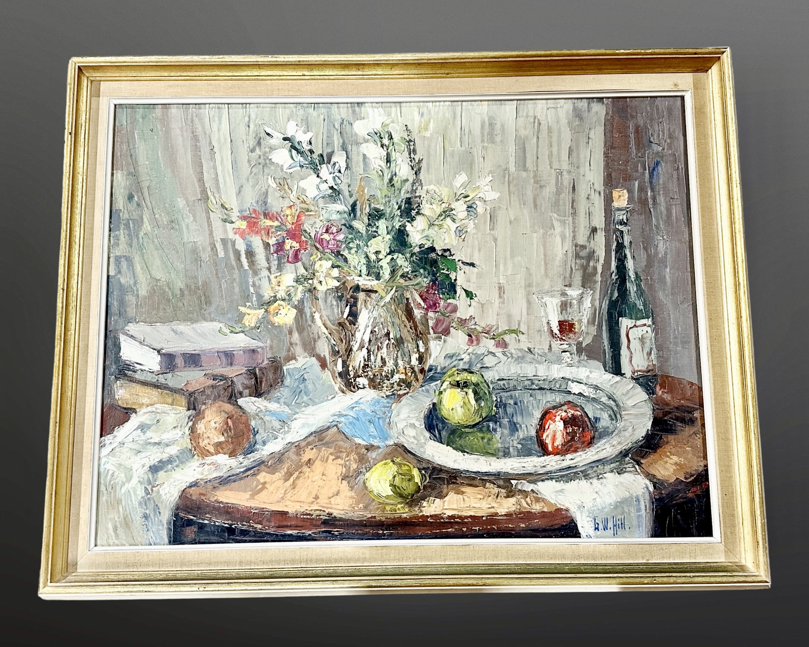 G W Hill : Still life study, oil on canv