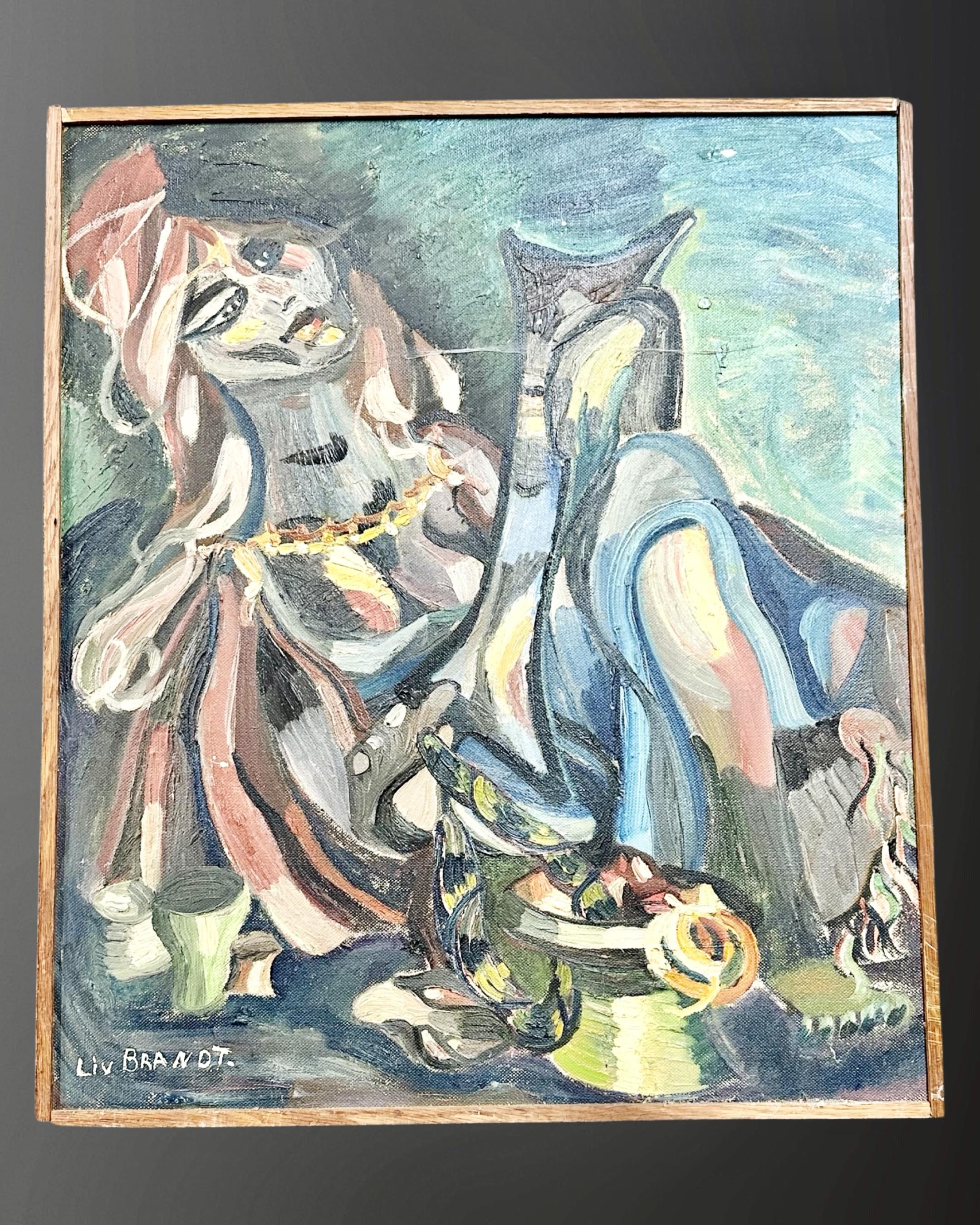 Liv Brandt : Abstract figure, oil on boa