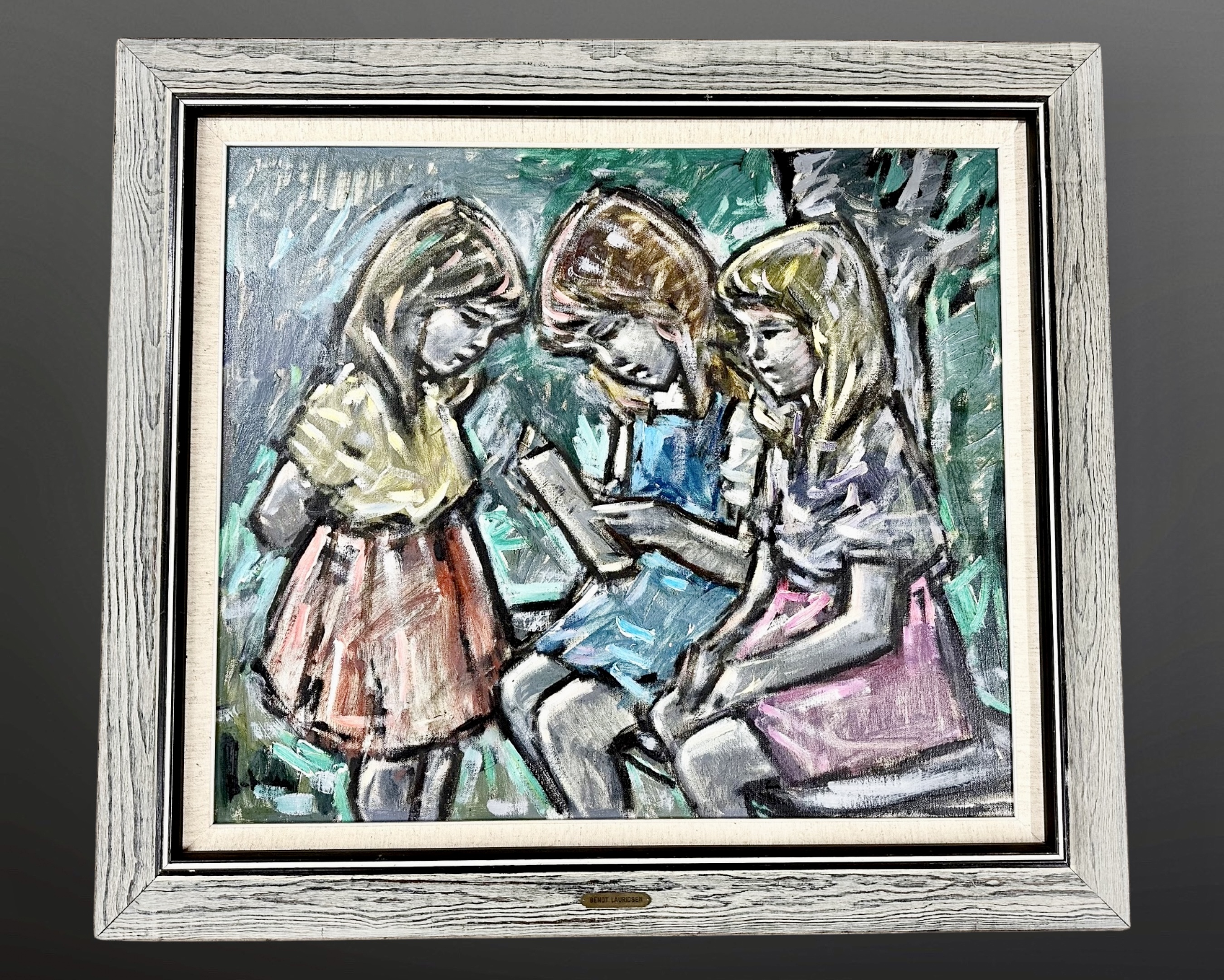 Bendt Lauridsen : Three children readin