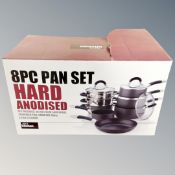 A Your Kitchen hard anodised eight piece pan set.