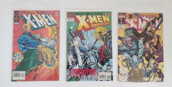 A collection of vintage and modern X-Men comics including X-Men Adventures, The Uncanny X-Men,