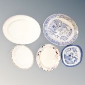 Five antique meat plates.