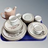 A tray containing 23 pieces of assorted Denby tea and dinnerware.