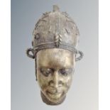 A West African Benin bronze bust.