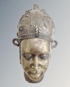 A West African Benin bronze bust.