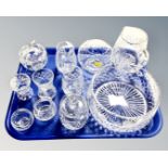 A tray containing a quantity of 11 pieces of good quality lead crystal including Royal Brierley,