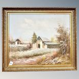 R Ward : Agricultural barn, oil on canvas, 59cm by 50cm.