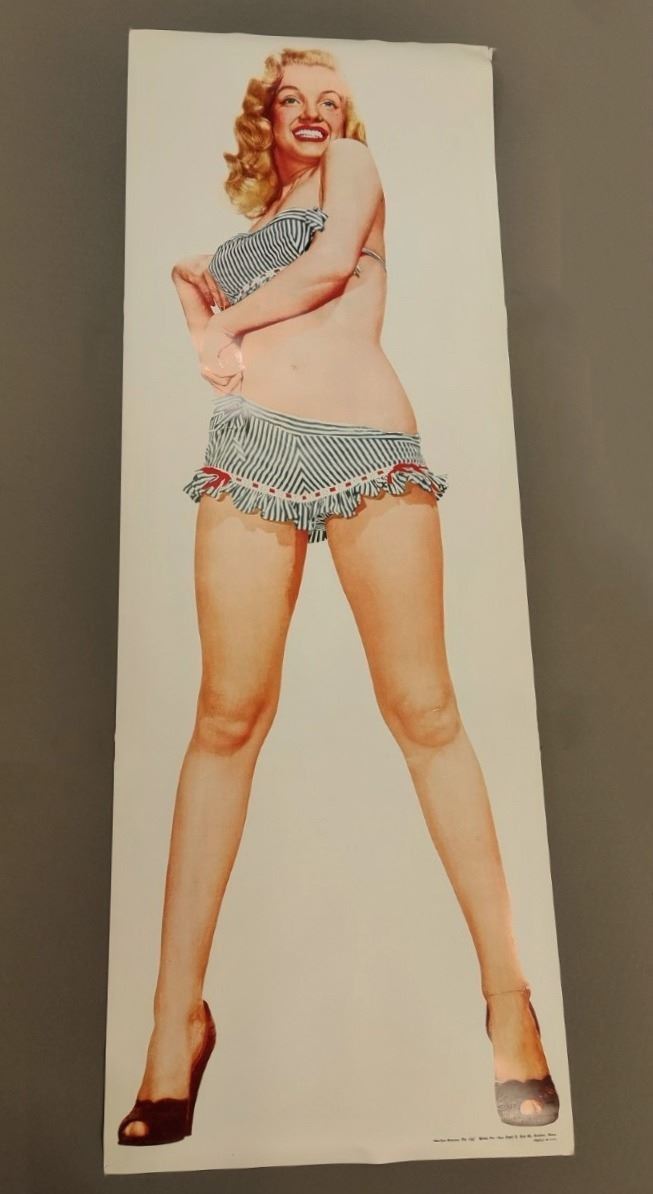 Marilyn Monroe pin ups door poster, 21.5" by 62", Marilyn Monroe in turquoise bikini.