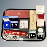 A collection of jewellery to include dress rings, Continental earrings,