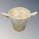 A silver plated dragon's head handled ice bucket.