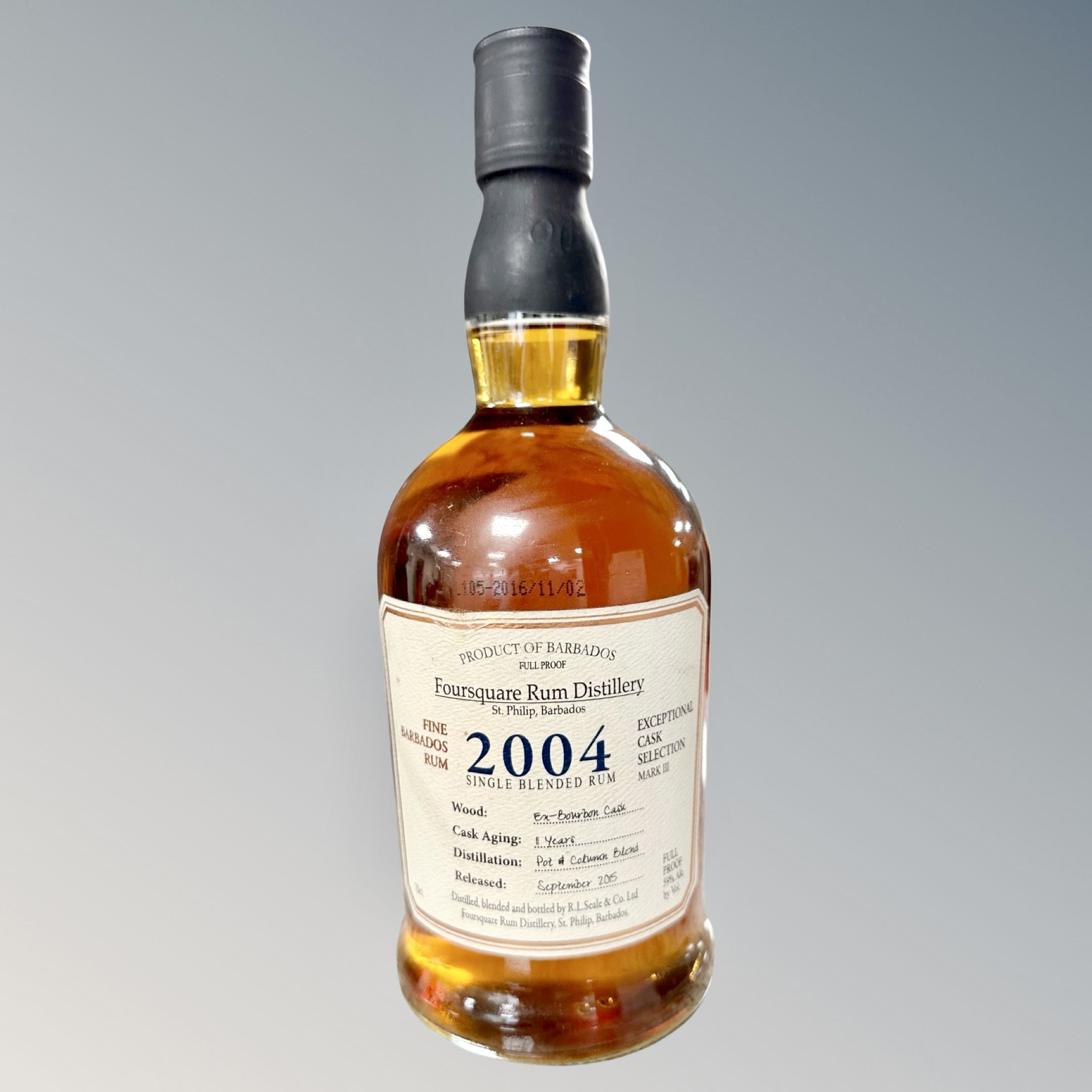 Foursquare Rum Distillery, fine Barbados rum, 2004 Single blended, 11 year cask aging,