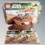 A Lego Star Wars 75020 Jabba's Sail Barge, with box and instructions.