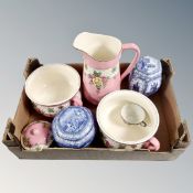 A box containing two Ringtons Maling ware caddies,