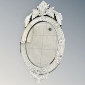 A Venetian style all glass mirror,