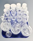 A tray containing a set of six lead crystal dessert bowls,
